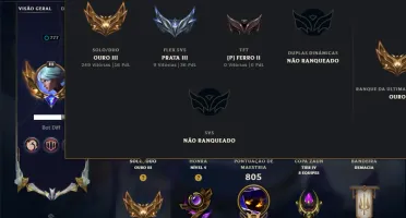 Ouro 3 com TODOS os Champs e 287 Skins( Nivel 777 )