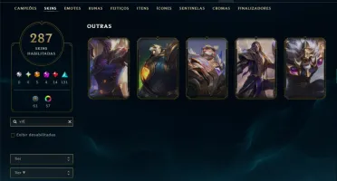 Ouro 3 com TODOS os Champs e 287 Skins( Nivel 777 )