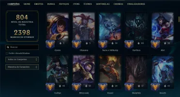 Ouro 3 com TODOS os Champs e 287 Skins( Nivel 777 )