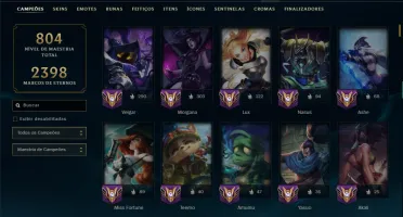 Ouro 3 com TODOS os Champs e 287 Skins( Nivel 777 )