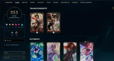 Prata 2 com TODOS os Champs e 253 Skins +3 Transcendentes