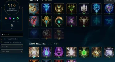 Conta com 200+ skins, Aatrox prestigio, Annie Hextech