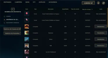 Conta ouro 3 com 7 skins e 34 champs