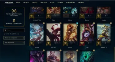 Conta ouro 3 com 7 skins e 34 champs