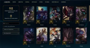 Conta ouro 3 com 7 skins e 34 champs