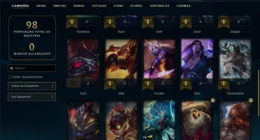 Conta ouro 3 com 7 skins e 34 champs
