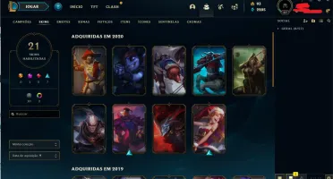 Conta LOL unranked lvl 67, 41 campeões, 21 skins