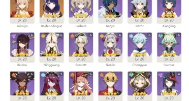 Genshin Impact Conta AR 56 14+ C6 5* personagens