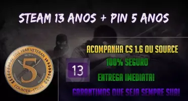 Steam Com 13 Anos + Medalha 5 Anos No Csgo/promoção