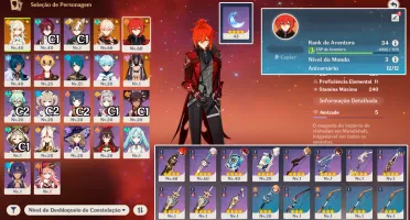 AR34 Diluc+Skin, Kazuha e Cyno [Conta Main Homem]