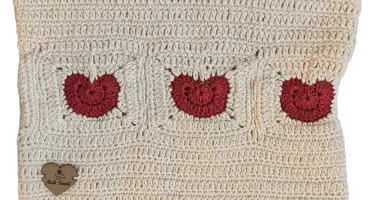 Necessaire de Crochê com Corações - 22x17cm - Cru