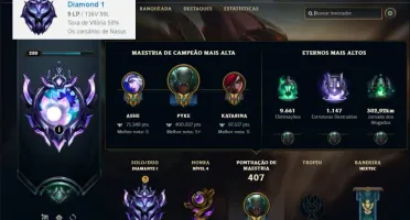 Conta diamante 1 com 155 champs e 132 skins + 1 Prestigio