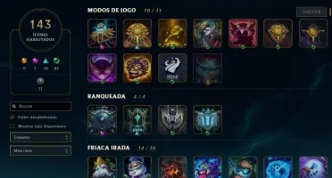 Conta de League of Legends Platina V 211 skins, 143 Icones.