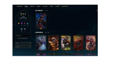 Conta de League of Legends Platina V 211 skins, 143 Icones.