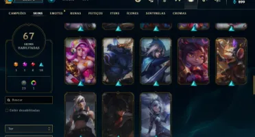 Conta LOL com mais de 145 campeoes e 67 skin + 26 sentinela