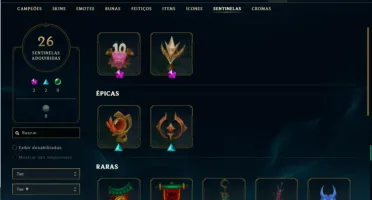 Conta LOL com mais de 145 campeoes e 67 skin + 26 sentinela