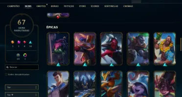 Conta LOL com mais de 145 campeoes e 67 skin + 26 sentinela