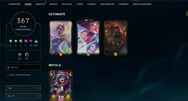 Unranked com TODOS os Champs e 367 Skins ( Nivel 1065 )