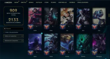 Unranked com TODOS os Champs e 367 Skins ( Nivel 1065 )