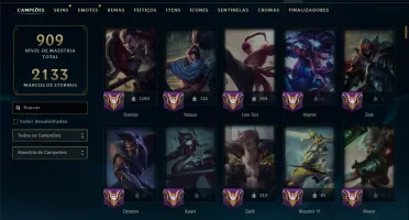 Unranked com TODOS os Champs e 367 Skins ( Nivel 1065 )