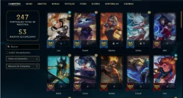 Conta ouro 4 com 63 Champs e 54 Skins + 2 Prestigios da LUX