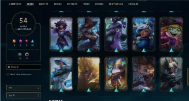 Conta ouro 4 com 63 Champs e 54 Skins + 2 Prestigios da LUX