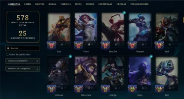 Unranked com TODOS os Champs e 161 Skins ( MID / TOP / JG )