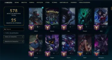 Unranked com TODOS os Champs e 161 Skins ( MID / TOP / JG )