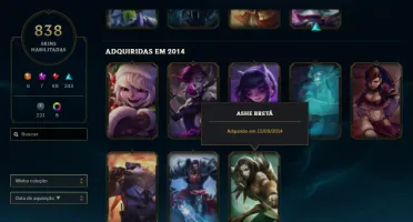 Conta LOL Lvl 260 (838 Skins) - Sem Elo (Desapego Total)
