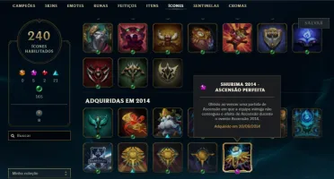 Conta LOL Lvl 260 (838 Skins) - Sem Elo (Desapego Total)