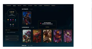 CONTA DE LOL/ALL CHAMPS/127SKINS/PLATINA III