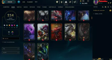 Conta de lol full acesso 234 skins, MMR Plat/Gold