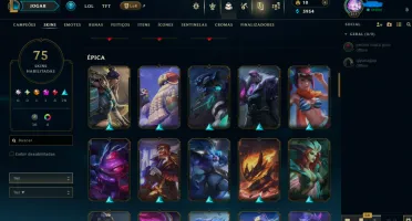 Conta de LoL BR • LVL 200+ • 75 Skins • 109 Campeões • Handm