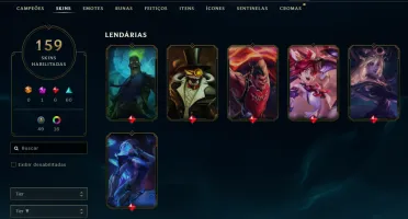 Conta LOL, Platina 4, Todos os Campeões,159 Skins,+TFT Skins