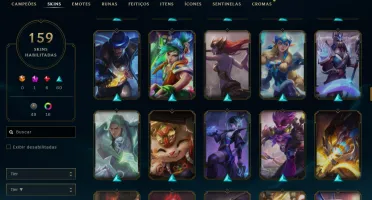 Conta LOL, Platina 4, Todos os Campeões,159 Skins,+TFT Skins