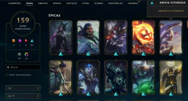 Conta LOL, Platina 4, Todos os Campeões,159 Skins,+TFT Skins