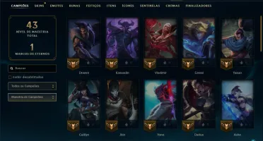 Platina 4 com 45 Champs e 53 Skins +2750 RP
