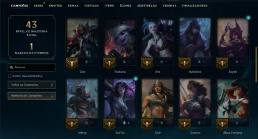 Platina 4 com 45 Champs e 53 Skins +2750 RP