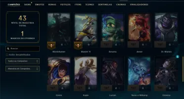 Platina 4 com 45 Champs e 53 Skins +2750 RP
