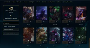 Platina 4 com 45 Champs e 53 Skins +2750 RP
