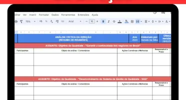 Planilha Análise Crítica Da Direção (Resumo De Reuniões)