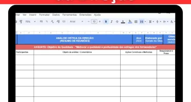 Planilha Análise Crítica Da Direção (Resumo De Reuniões)