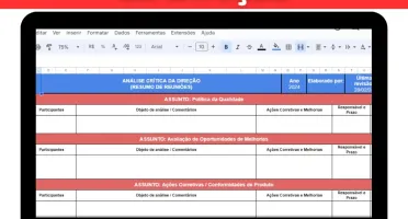 Planilha Análise Crítica Da Direção (Resumo De Reuniões)