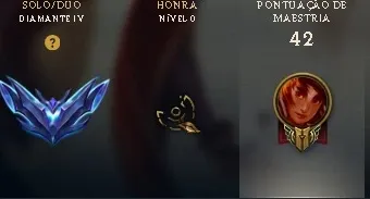 Conta smurf diamante 4, 60% de win rate e vários espólios.