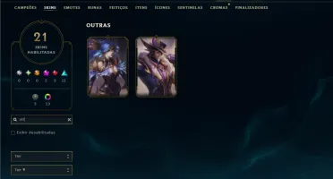 Unranked com 45 Champs e 21 Skins ( ADC / MID / JG )