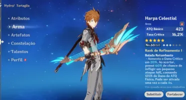 AR45 - Xiao + Espinha Celestial, Tartaglia + Harpa Celestial