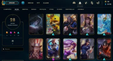 CONTA LOL → (35 Campeoes) (28 Skins )(Platina IV)