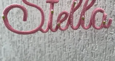 Porta Maternidade Nome com Bordado personalizado em tricotin