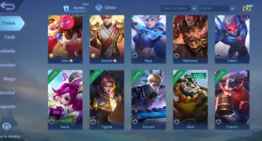 Conta Mobile Legends 36 Heróis + Glória Mítica + 22 Skins