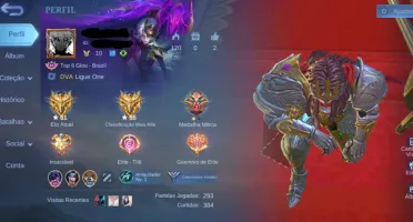 Conta Mobile Legends 36 Heróis + Glória Mítica + 22 Skins